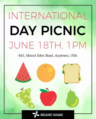 Colorful Food-Themed International Day Picnic Flyer Template