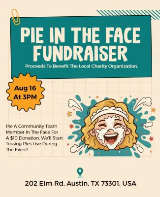 Pie in the Face Charity Fundraiser Flyer Template