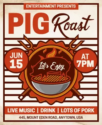 Pig Roast Event with Live Music Flyer Template