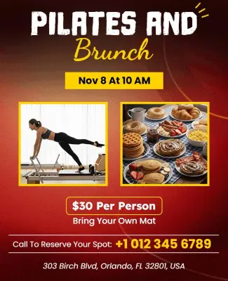 Pilates and Brunch Event Flyer Template