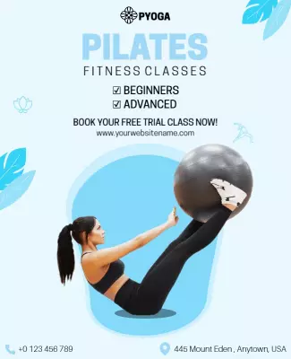 Promotional Pilates Fitness Classes Flyer Template