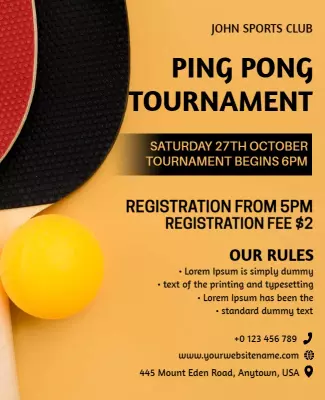 Ping Pong Tournament Event Announcement Flyer Template