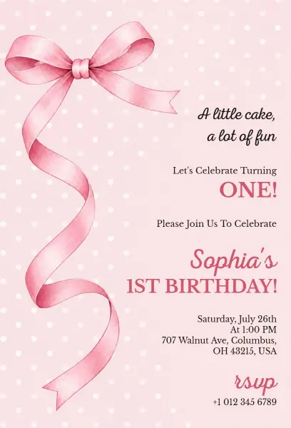 Pink and Polka Dot Birthday Party Invitation Template