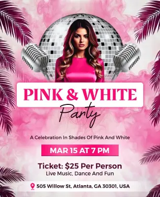Pink and White Party Celebration Flyer Template