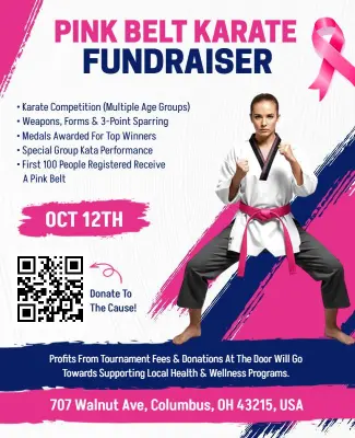 Pink Belt Karate Fundraiser Event Flyer Template