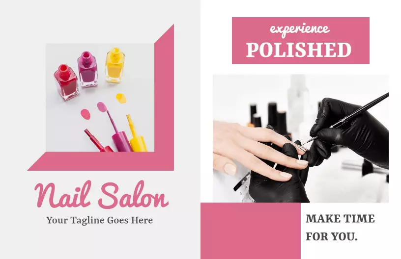 Pink Elegant Nail Salon Services and Treatments Brochure Template