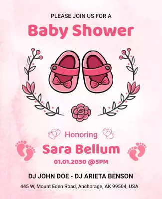 Pink Floral Baby Shower Celebration Flyer Template