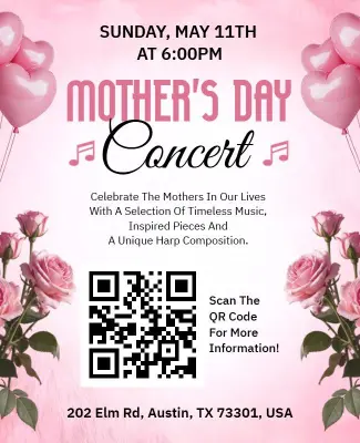 Pink Floral Mother's Day Concert Flyer Template