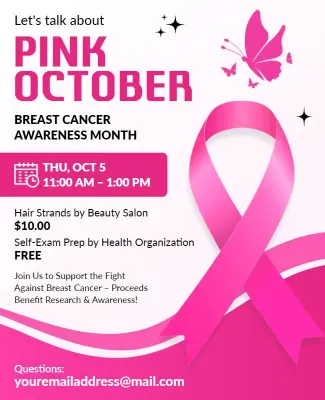 Pink October Breast Cancer Support Meeting Flyer Template