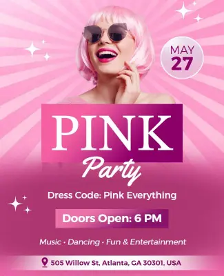 Pink Party Event Poster Template