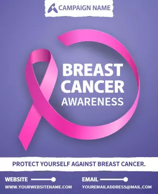 Pink Ribbon Breast Cancer Awareness Campaign Poster Template