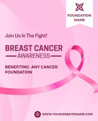 Pink Ribbon Breast Cancer Awareness Fundraising Poster Template