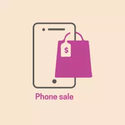 Pink Shopping Bag Design Representing Phone Sales Logo Template
