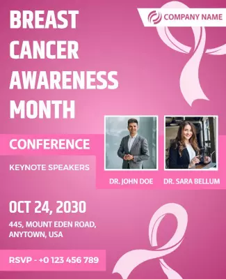 Pink Theme Breast Cancer Awareness Conference Poster Template