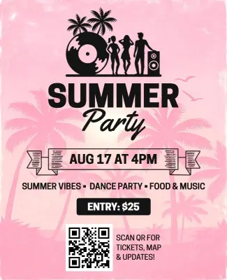 Pink Themed Summer Party Flyer Template