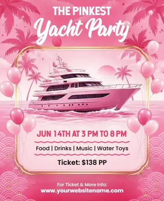 Pink Yacht Party Celebration Flyer Template