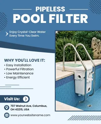 Pipeless Pool Filter Advertising Flyer Template