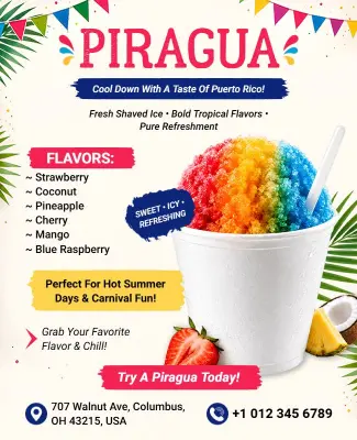 Piragua Rican Shaved Ice Dessert Promotion Flyer Template