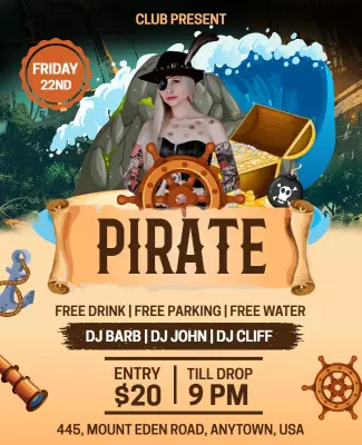 Pirate Themed Club Night Flyer Template