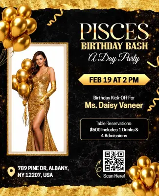 Pisces Birthday Bash Celebration Flyer Template