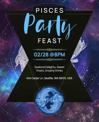 Pisces Party Food Feast Flyer Template