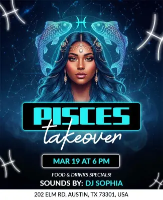 Pisces Takeover Party Flyer Template