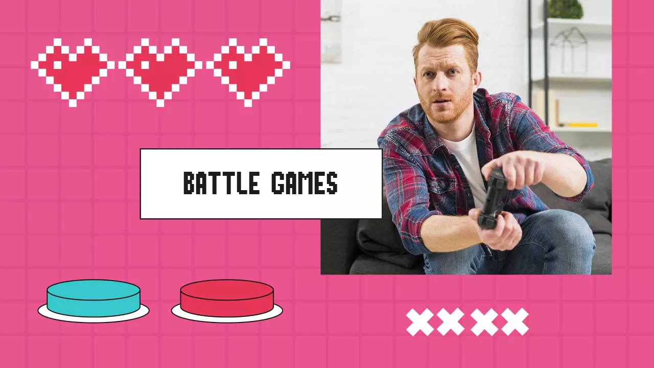 Pixel Art Style with Pink Background for Game Banner Template