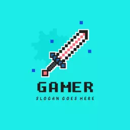 Pixelated Sword Design Reflecting Gaming Enthusiasm Logo Template