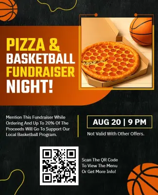 Pizza and Basketball Fundraiser Night Flyer Template