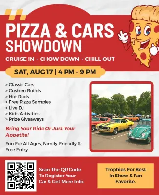 Pizza and Classic Cars Showdown Flyer Template