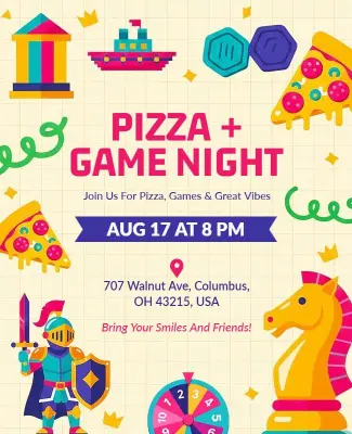 Pizza and Game Night Event Poster Template