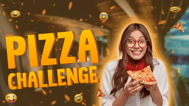 Pizza Eating Challenge Fun Food YouTube Thumbnail Template
