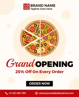Pizza Restaurant Grand Opening Flyer Template