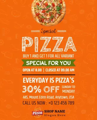 Pizza Restaurant Special Offer Flyer Template