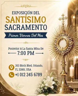 Plantilla De Anuncio Para La Exposición Del Santísimo Sacramento