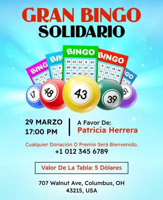Plantilla De Cartel Para Evento Benéfico De Bingo
