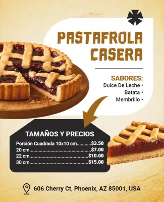 Plantilla De Folleto Con Lista De Precios De Pastafrola Casera