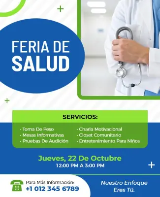 Plantilla De Folleto De Servicios Para Feria De Salud Comunitaria