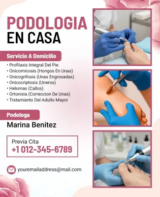 Plantilla De Folleto Para Atención Podológica Personalizada a Domicilio