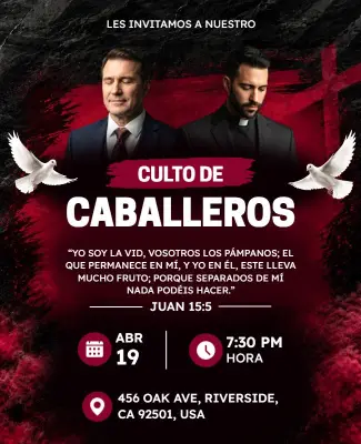 Plantilla De Folleto Para Culto De Caballeros Cristianos