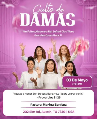 Plantilla De Folleto Para Culto De Damas
