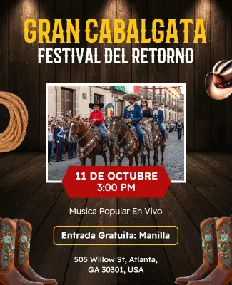 Plantilla De Folleto Para El Festival Ecuestre De La Gran Cabalgata