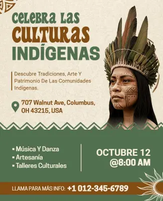 Plantilla De Folleto Para Evento De Celebración De Culturas Indígenas