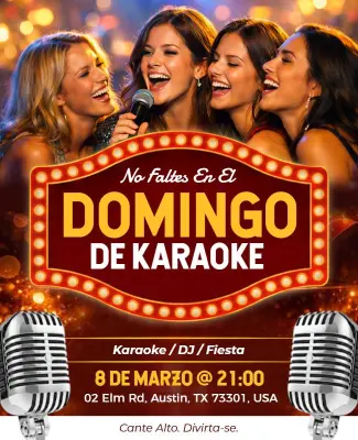 Plantilla De Folleto Para Evento De Karaoke Del Domingo Por La Noche