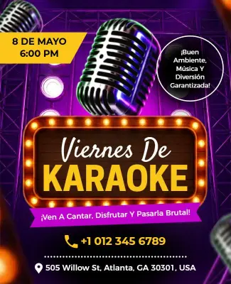 Plantilla De Folleto Para Evento De Noche De Karaoke De Los Viernes