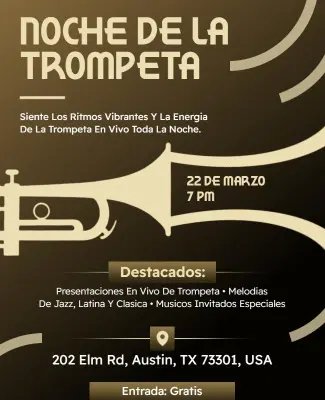 Plantilla De Folleto Para Evento Nocturno De Música En Vivo Con Trompeta