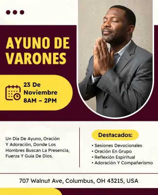 Plantilla De Folleto Para La Reunión De Ayuno Y Adoración De Hombres