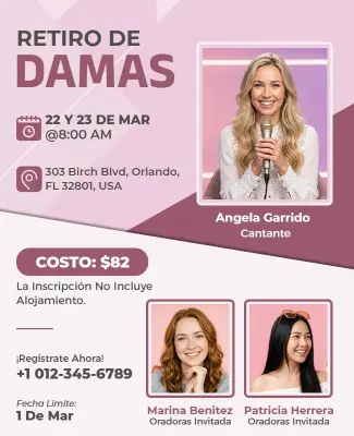 Plantilla De Folleto Para Retiro De Damas Template