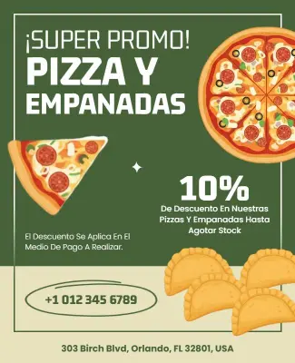 Plantilla De Folleto Promocional De Pizzas Y Empanadas
