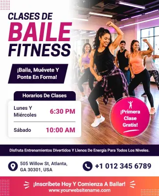 Plantilla De Folleto Promocional Para Clases De Baile Y Fitness